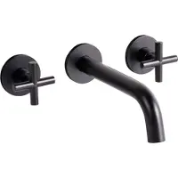 Beliani Robinet de lavabo mural Laiton noir 2 robinets Salle de bain Modern Style