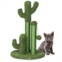 Gopets griffoir Cactus - griffoir Cactus avec corde - griffoir design moderne - meuble à griffer avec jouet - 33 x 52 cm
