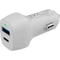 XLayer Chargeur de voiture USB/USB Type-C (48W), blanc, Adaptateur pour véhicule, Blanc