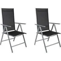 Casaria 2x chaises à dossier haut argent pour jardin en aluminium