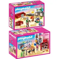 Playmobil 70206 et 70207 : Ensemble de 2 maisons de poupées, cuisine familiale
