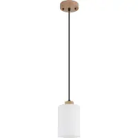 Globo Lighting Suspension, bois, marron, verre, opale mat, H 120 cm