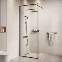 Badplaats Paroi de Douche Georgia - 50 x 200 cm - Noir - 8 mm -