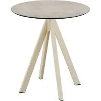 Veba Infinity - Table de patio, structure couleur sable + plateau en stratifié haute pression Moonstone Ø70 cm, 1 pièce