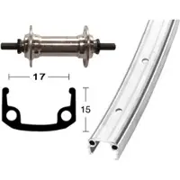 Winora Roue en V 27x1,1/4 moyeu en aluminium argenté fixe 36L jante à caisson en aluminium argenté rayons en zinc.