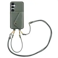 Selencia Coque de télephone Sera avec cordon et porte-cartes enveloppe pour Samsung Galaxy S25 / S24 - Sage Green