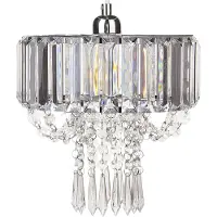Beliani Lustre transparent argenté en fer pvc plexiglas 83 cm cristaux fumés finition brillante lampe à suspension style moderne glamour salon
