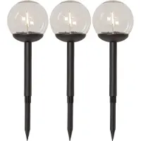 Star Trading Lampe de chemin solaire à LED 'Globe', set de 3, blanc/noir