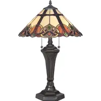 QUOIZEL Lampe de table, verre Tiffany, acier, H 59,7 cm