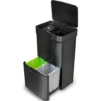 Goliving Poubelle automatique, , 64 litres, Séparation des déchets, Détecteur mains libres, Acier inoxydable, Noir