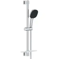 GROHE Ensemble de douche avec pommeau de douche 2 jets, barre de douche, flexible et étagère - Vitalio Comfort 110 26929001 - Économie d'eau - Chrome