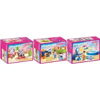 Playmobil 70209-10-11 : Ensemble de 3 maisons de poupées, chambre d'adolescent