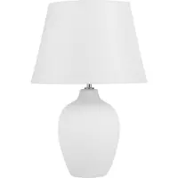 Beliani Lampe de table Blanc Céramique Abat-jour en tissu 52 cm Forme de vase Câble avec interrupteur Style rétro