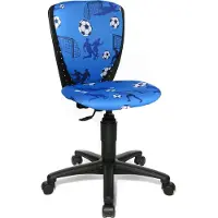 Topstar Siège de bureau pivotant pour enfants S'cool motif footbal, assise galbée, sans accoudoirs, bleu/noir