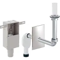 Geberit Siphon encastré pour lavabo, avec boîtier d'encastrement mural, kit de montage prêt à l'emploi, (Siphon aspirant, Siphon en bouteille, 1 1/4")