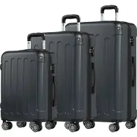 TRVLMORE Set de valises - 3 pièces - 45L bagage à main + 75L et 115L bagage spacieux - TSA Lock - Léger - Set de valises de voyage - Gris foncé