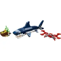 LEGO Creator les habitants des profondeurs marines, jouet avec figurines d'animaux marins : requin, crabe, pieuvre et baudroie, set pour enfants dès 7 ans 3188