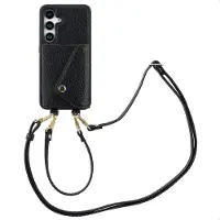 Selencia Coque de télephone Sera avec cordon et porte-cartes enveloppe pour Samsung Galaxy S25 / S24 - Noir