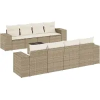vidaXL Ensemble de salon de jardin 9 pièces avec coussins beige Poly rotin