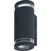 Osram Applique murale extérieure Up/Down GU10 avec anneau Gap, boîtier en aluminium gris foncé, protection IP44 & IK03, applique murale pour façades et entrées