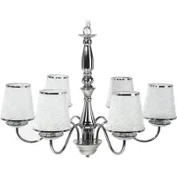 Beliani Suspension métal argenté et verre acrylique 6 flammes style classique salon chambre à coucher