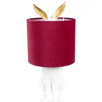 Clayre & Eef Lampe de table Lapin Ø 20x43 cm Blanc Rouge Polyrésine