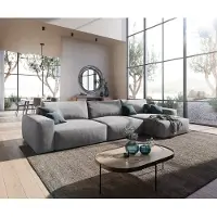 DELIFE Canapé d'angle Lanzo XL 380x180 cm Microfibre Gris Recamière variable