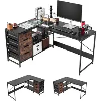 Vevor Bureau Gaming Angle 150 cm Bureau en L Réversible Table d'Ordinateur PC pour Bureaux à Domicile Travailler Étudier Jouer