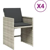 vidaXL Chaises de jardin avec coussins 4 pcs. Gris clair Poly rotin