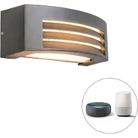 QAZQA Applique murale intelligente anthracite IP44 avec Wifi P45 - Hurricane 1