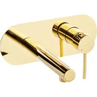 Beliani Robinet de lavabo mural Laiton doré 1 levier Salle de bain style moderne