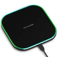 Strex Chargeur sans fil 15W - Incl. Câble - Chargeur rapide QI - Chargeur sans fil - Chargeur rapide - Indication LED - Noir