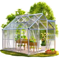 Gardebruk Serre en aluminium 250x190x195cm avec fondations