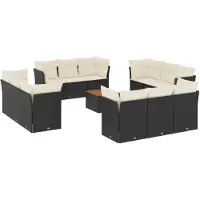 vidaXL Salon de jardin avec coussins 13 pcs noir résine tressée