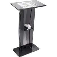 Vevor Pupitre de Conférence 68,5 x 33 x 120 cm Podium de Présentation Acrylique Plan Incliné avec Étagère de Stockage Lutrin Débout pour Présentation Réception Bureau École Église Restaurant Noir
