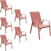 Happy Garden Lot De 6 Chaises Marbella En Textilène Terracotta - Aluminium Terracotta