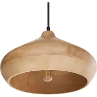 Beliani Lampe à suspendre Marron clair en bois Design rond Moderne Style Boho Lampe à suspendre Lampe de salle à manger Lampe de table à manger Lampe de salon