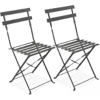 Oviala Lot de 2 chaises pliantes en acier grises - Rome