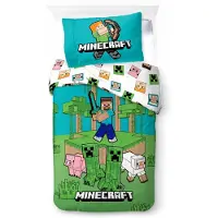Javoli Minecraft Literie "Jungle Explore" 140x200 + 70x90 | 100 % coton | Bouton-pression