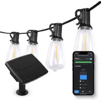 FlinQ Smart Light String Solar - Guirlande lumineuse LED pour l'extérieur - Eclairage de jardin - Cordon de 15 mètres - Guirlande avec lumières RGB - Atmosphere Lights / Partylights - Party Lights