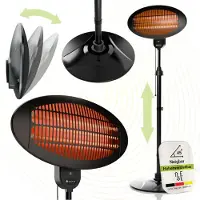 Juskys Chauffage de terrasse infrarouge - - sur pied - 3 niveaux de chaleur - 2000W - Protection IP34 - Pour balcon, jardin et jardin d'hiver - Noir