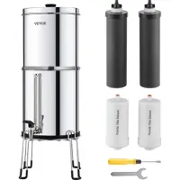 Vevor Système de filtration d'eau par gravité Système de plan de travail en acier inoxydable 7+7,5L Système de filtration d'eau, réduit le plomb et jusqu'à 99% de chlore