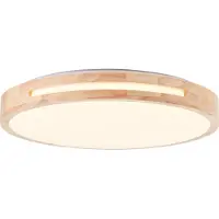 Brilliant Woodbury LED Plafonnier 39cm bois clair/blanc | 1x LED intégré, 24W LED intégré, (flux lumineux : 2100lm, couleur de lumière : 2800K)