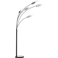 Brilliant Lampadaire Glasini noir avec verre fumé