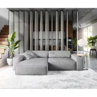 DELIFE Canapé d'angle Sirpio XL 270x170 cm Microfibre Gris Recamiere variable