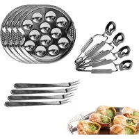 Spies Online set Escargot 12 pièces - Comprend un plateau à escargots en inox, des fourchettes et des pinces à escargots - Parfait pour servir des escargots farcis - Argenté