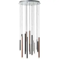 Home24 BRILLIANT Lampe à suspension, 16 flammes Cembalo brun IP20 70 watts dimmable LED intégrée