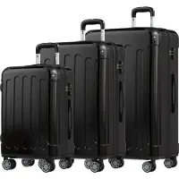 TRVLMORE Set de valises - 3 pièces - 45L bagage à main + 75L et 115L bagage spacieux - TSA Lock - Léger - Set de valises de voyage - Noir