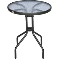 Outsunny Balkontafel tuintafel glazen tafel bistrotafel metaal veiligheidsglas ?60x70 cm