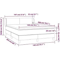 vidaXL Lit boxspring avec matelas bleu foncé 140x200 cm velours